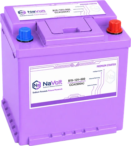 NaVolt, B19-12V-500, 12 V, sodium-ion starter battery, 20 Ah +/- 5%, 500 A CCA, for compact passenger vehicles, B2B product card