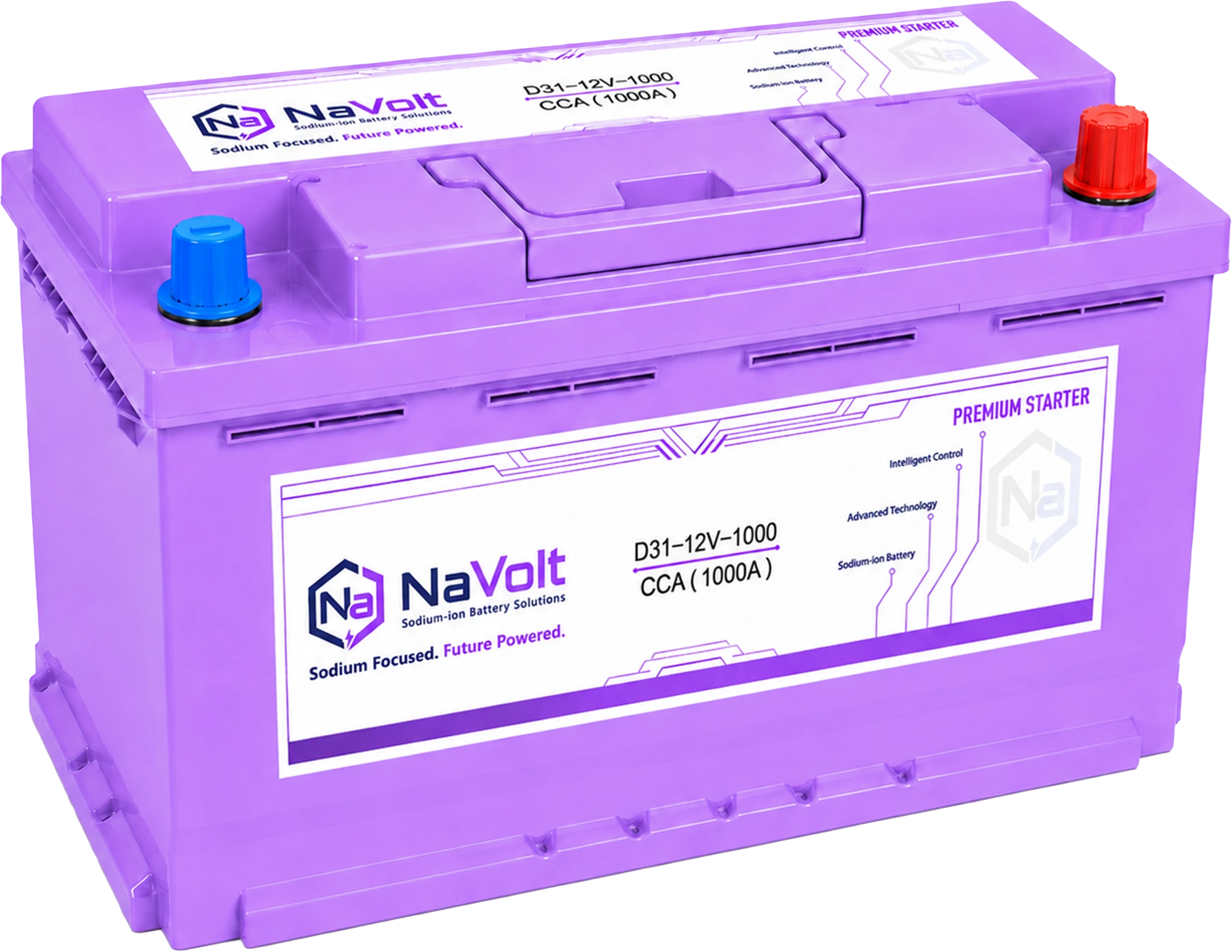 NaVolt, D31-12V-1000, 12 V, sodium-ion starter battery, 50 Ah +/- 5%, 1000 A CCA, for larger passenger vehicles, for Sodium-Ion Starter Batteries for Machinery, Agriculture and Generator Sets