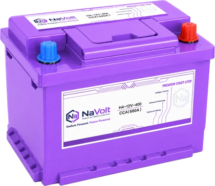 NaVolt, H4-12V-400, 12 V, sodium-ion start-stop battery, 30 Ah +/- 5%, 660 A CCA, for passenger cars, B2B product card