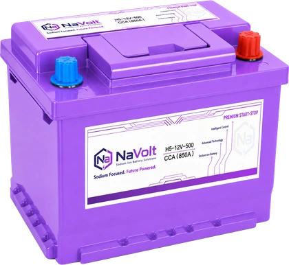 NaVolt, H5-12V-500, 12 V, sodium-ion start-stop battery, 40 Ah +/- 5%, 850 A CCA, for start-stop passenger cars, B2B product card
