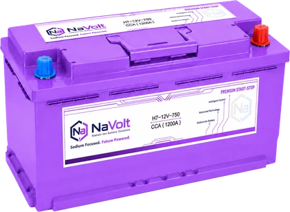 NaVolt, H7-12V-750, 12 V, sodium-ion start-stop battery, 60 Ah +/- 5%, 1200 A CCA, for premium passenger cars, B2B product card