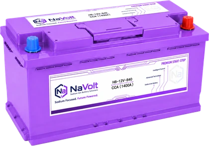 NaVolt, H8-12V-840, 12 V, sodium-ion start-stop battery, 70 Ah +/- 5%, 1400 A CCA, for large suvs, B2B product card