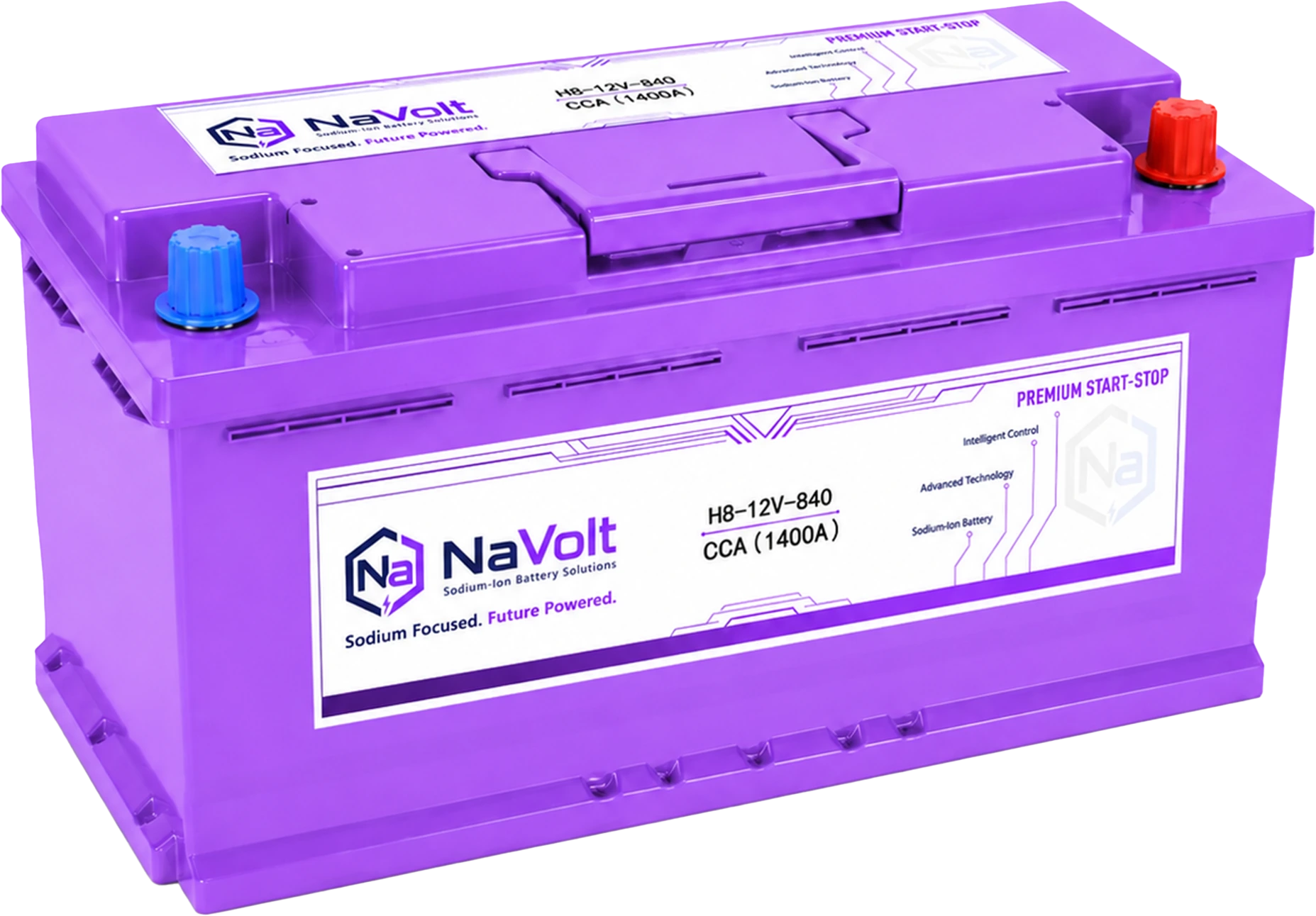 NaVolt, H8-12V-840, 12 V, sodium-ion start-stop battery, 70 Ah +/- 5%, 1400 A CCA, for large suvs, for Sodium-Ion Starting and Parking Power for Heavy Trucks