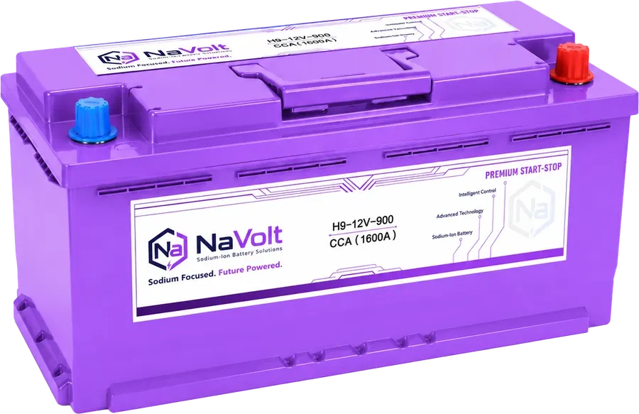 NaVolt H9-12V-900 sodium-ion start-stop battery, 80 Ah, CCA testing pending